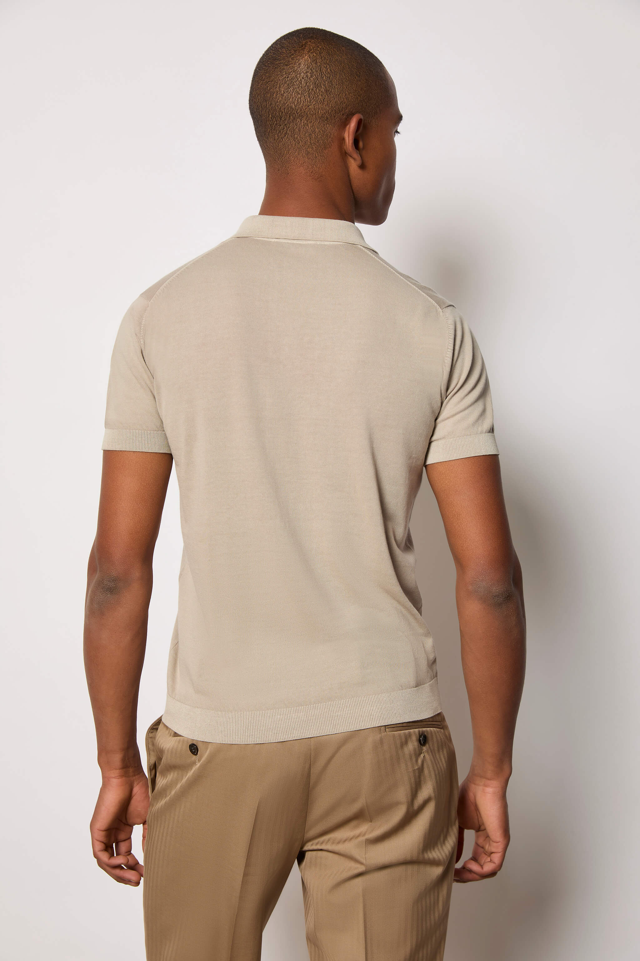 Knit polo shirt - beige