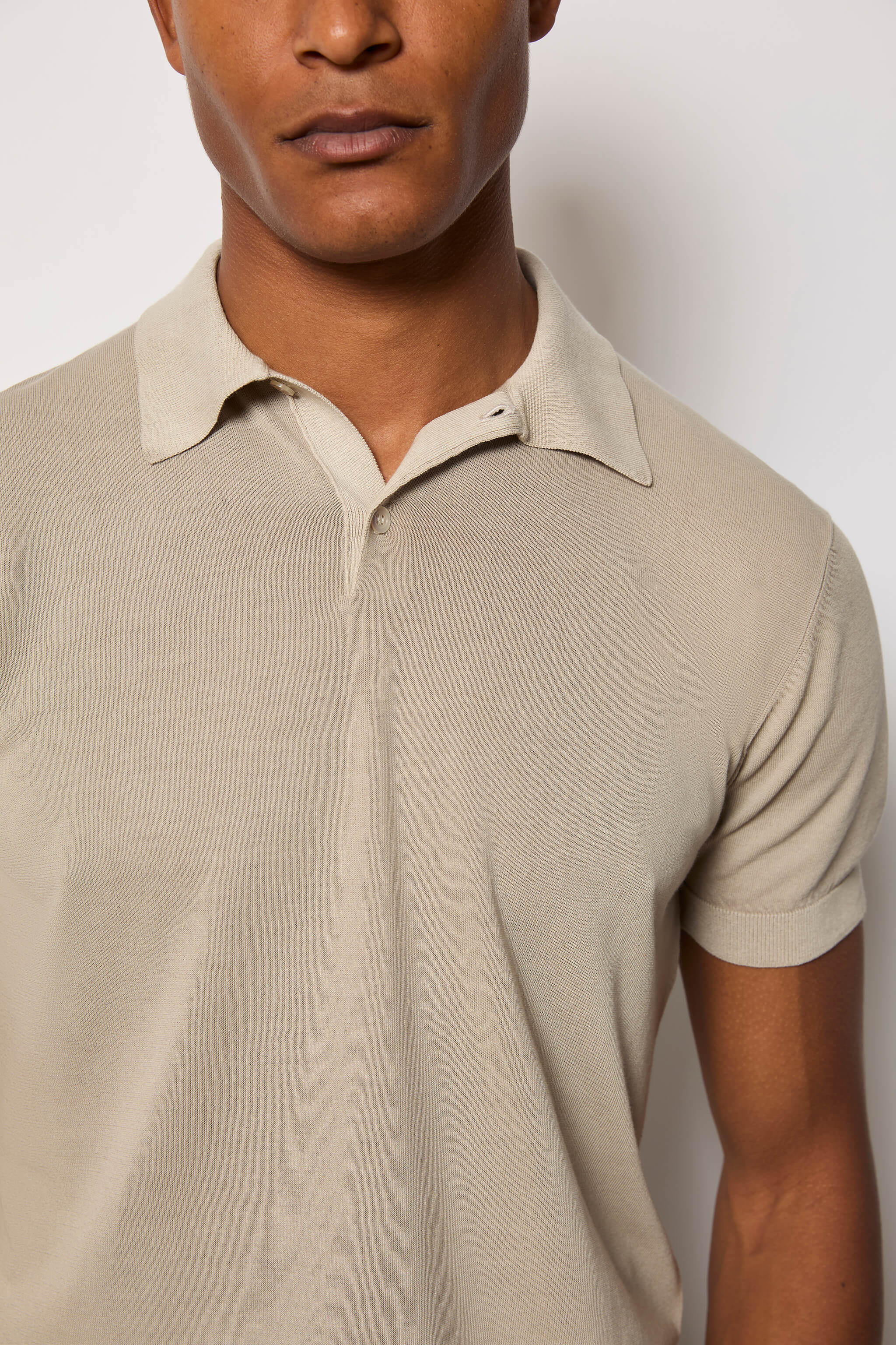 Knit polo shirt - beige