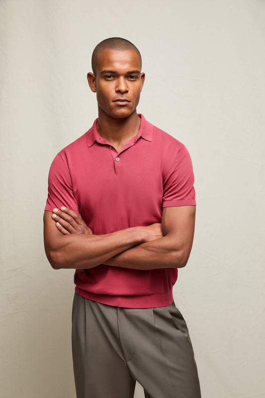 Polo in maglia 100% cotone rosso mattone