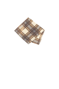 Wool pocket square in a check print beige