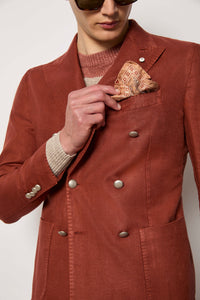 Geometric-print silk pocket square - orange brick
