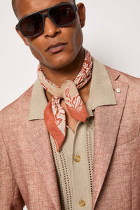 Floral-print neck scarf brick