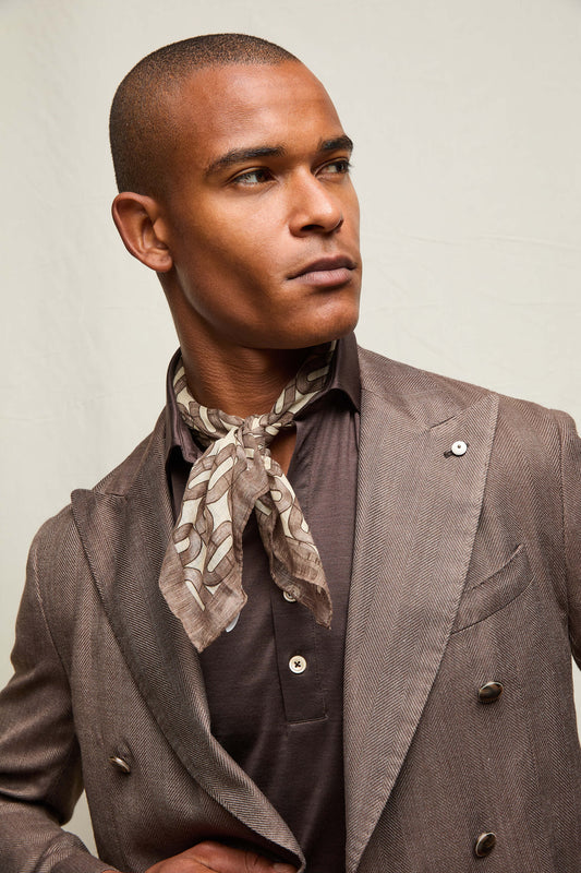 Foulard fantasia geometrica taupe