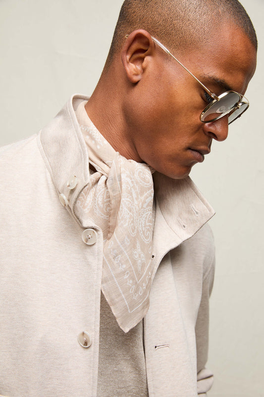 Paisley-print neck scarf in beige
