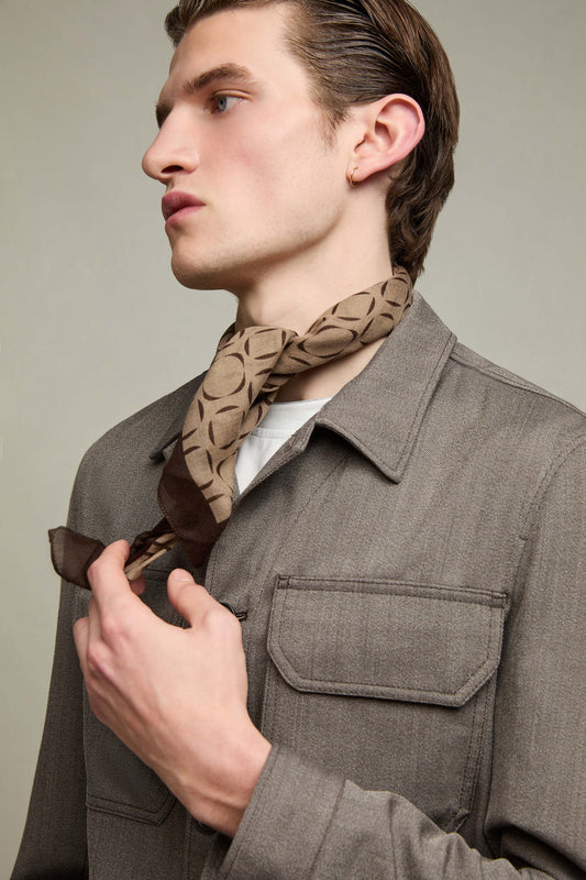 Wool neck scarf in dark brown