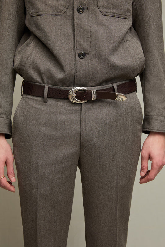 Western-inspired belt in dark brown