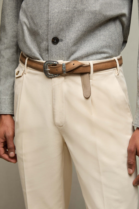 Western-inspired leather belt in tan