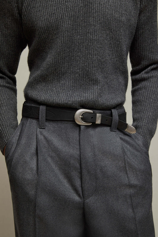 Black leather Western belt