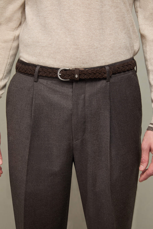 Suede belt in dark brown