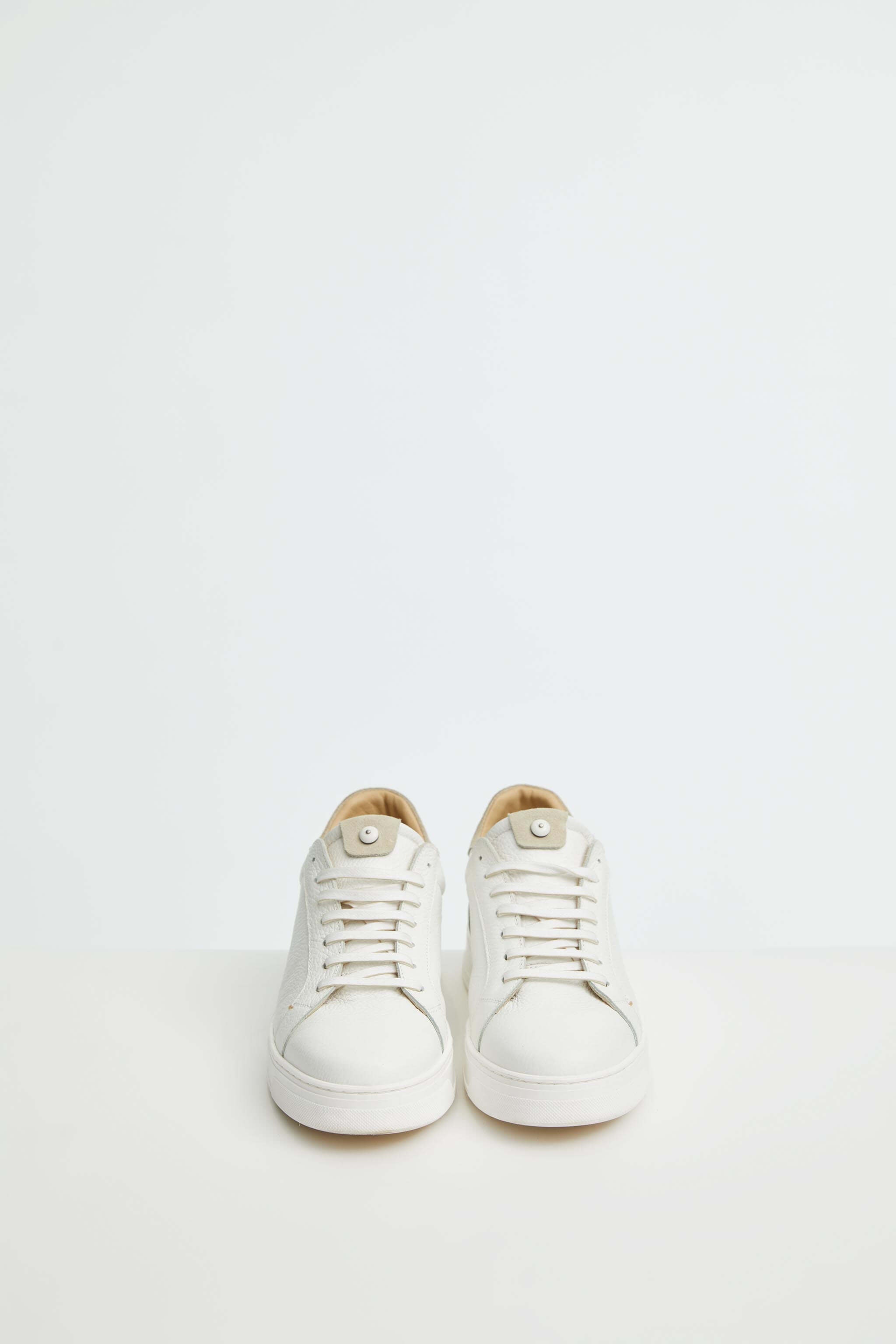 Sneaker retro-tennis bianca e beige