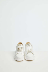 Sneaker retro-tennis bianca e beige bianco