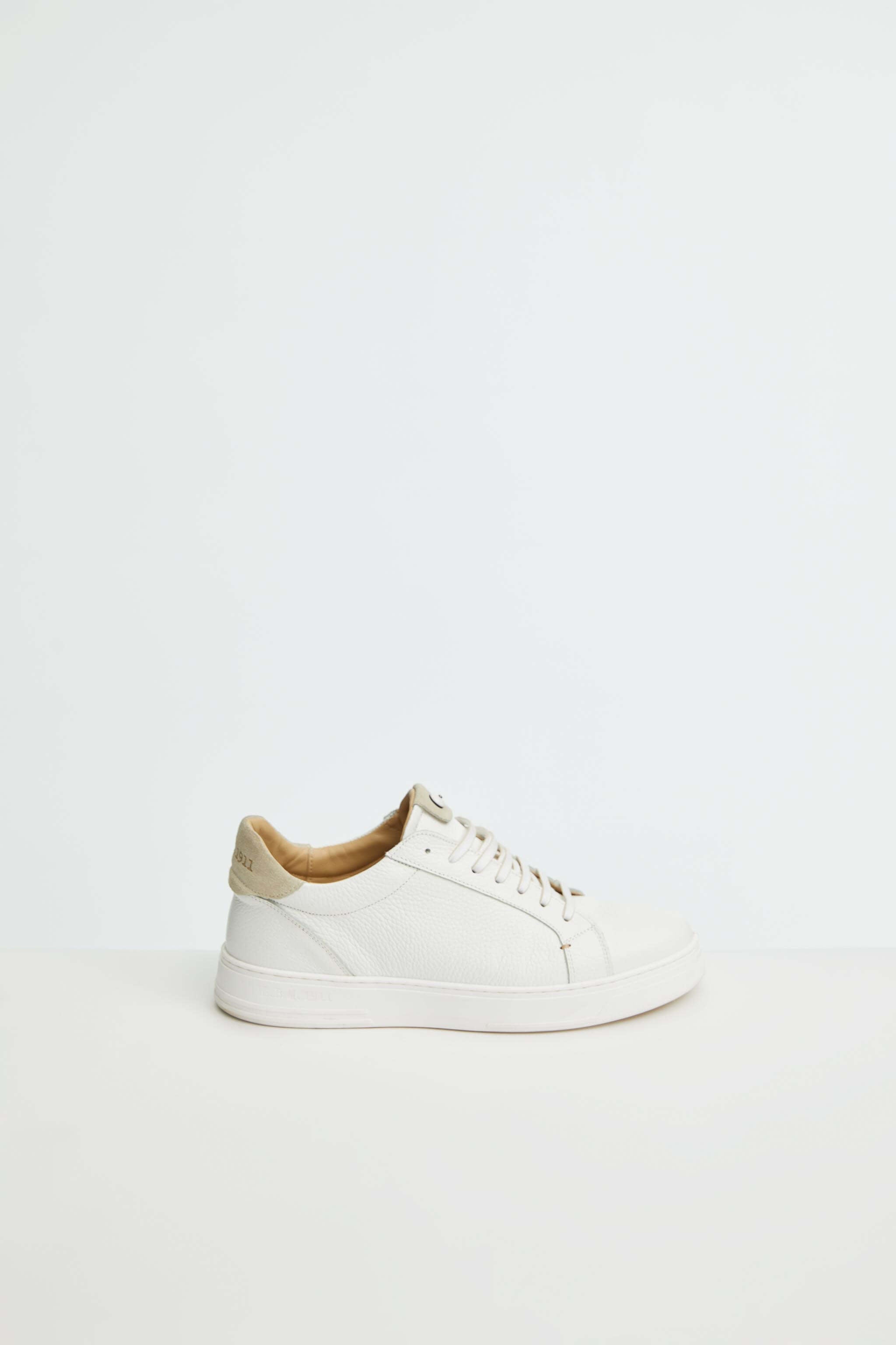 Sneaker retro-tennis bianca e beige