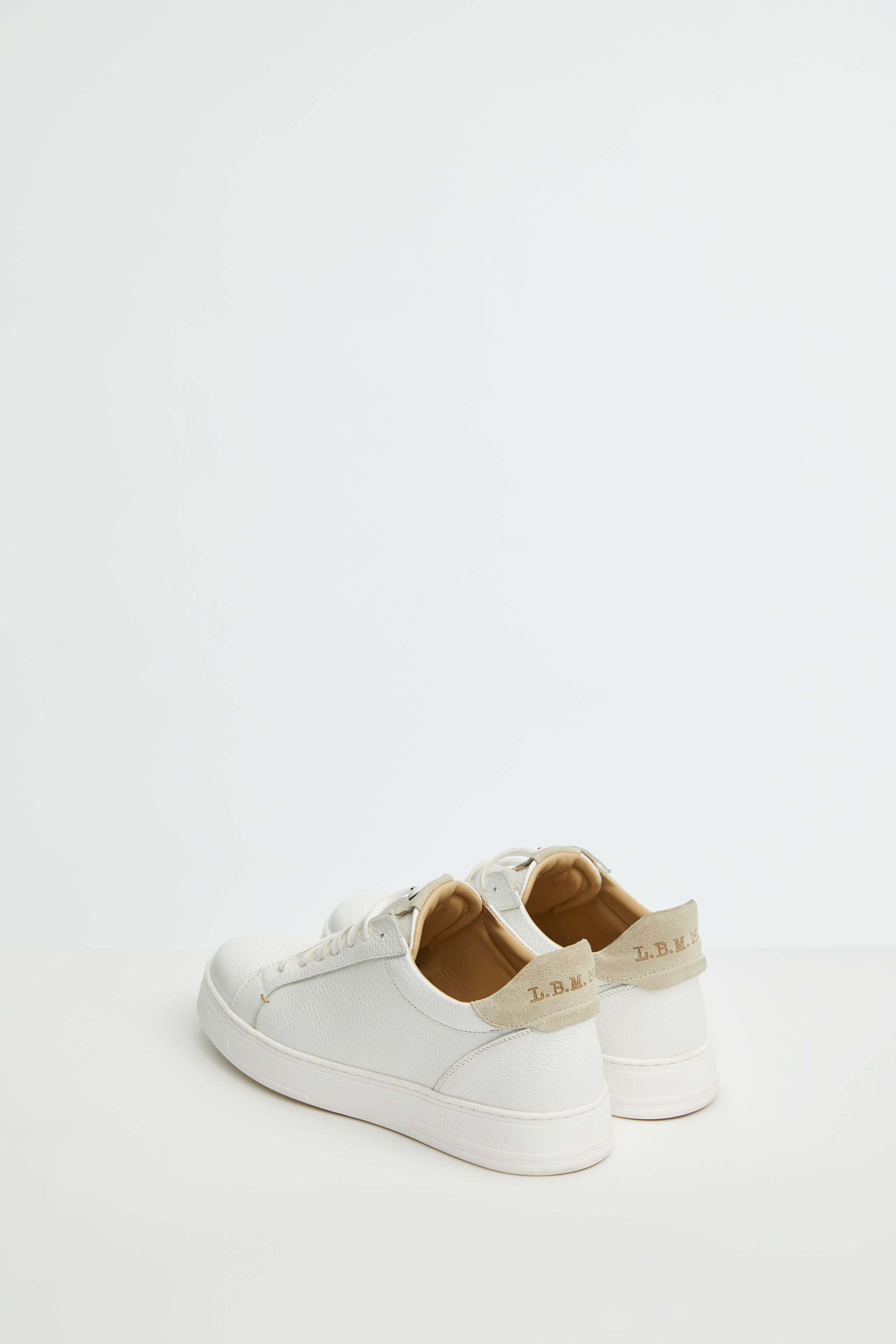 Sneaker retro-tennis bianca e beige