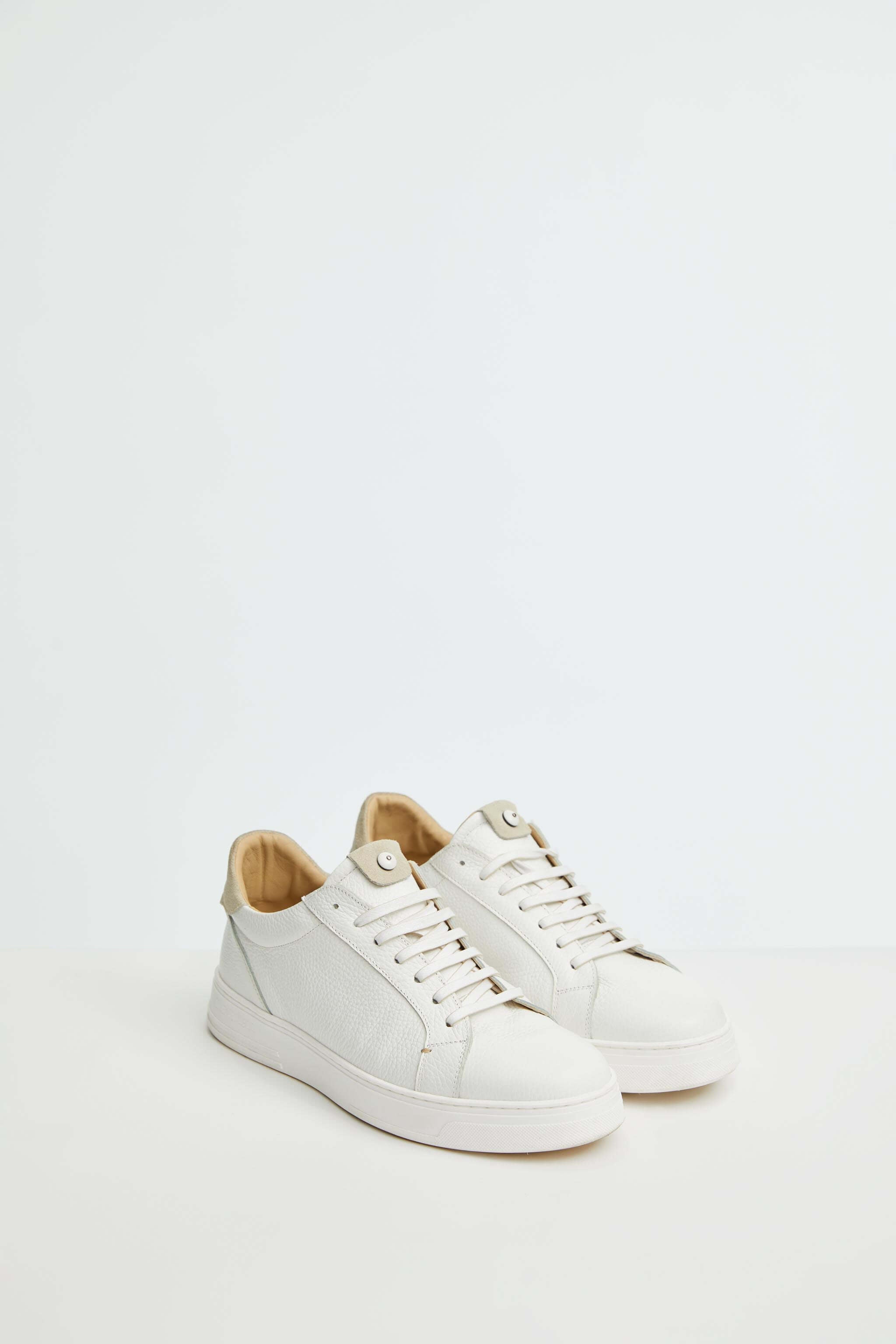 Sneaker retro-tennis bianca e beige