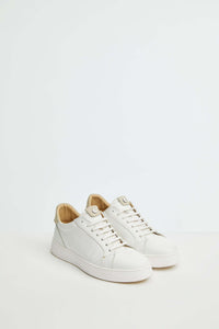 Sneaker retro-tennis bianca e beige bianco