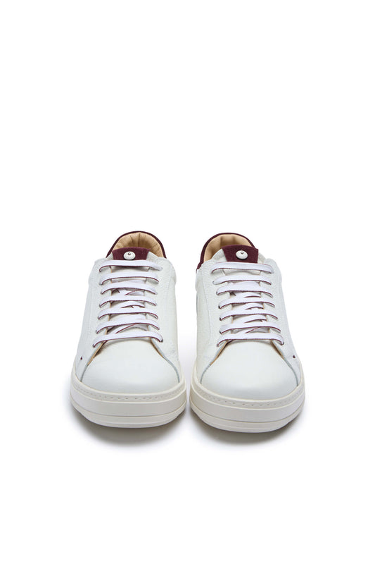 Sneaker retro-tennis bianco bordeaux