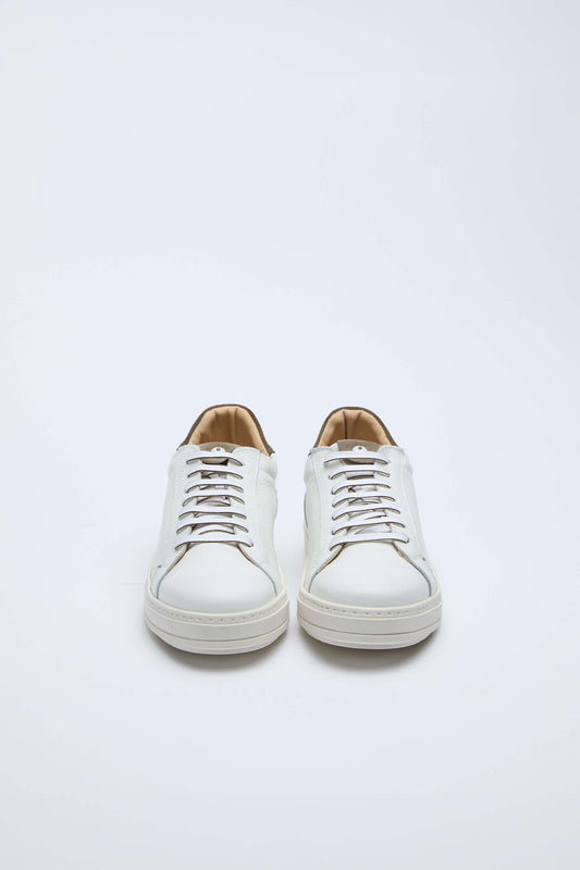 Sneaker retro-tennis bianco e verde