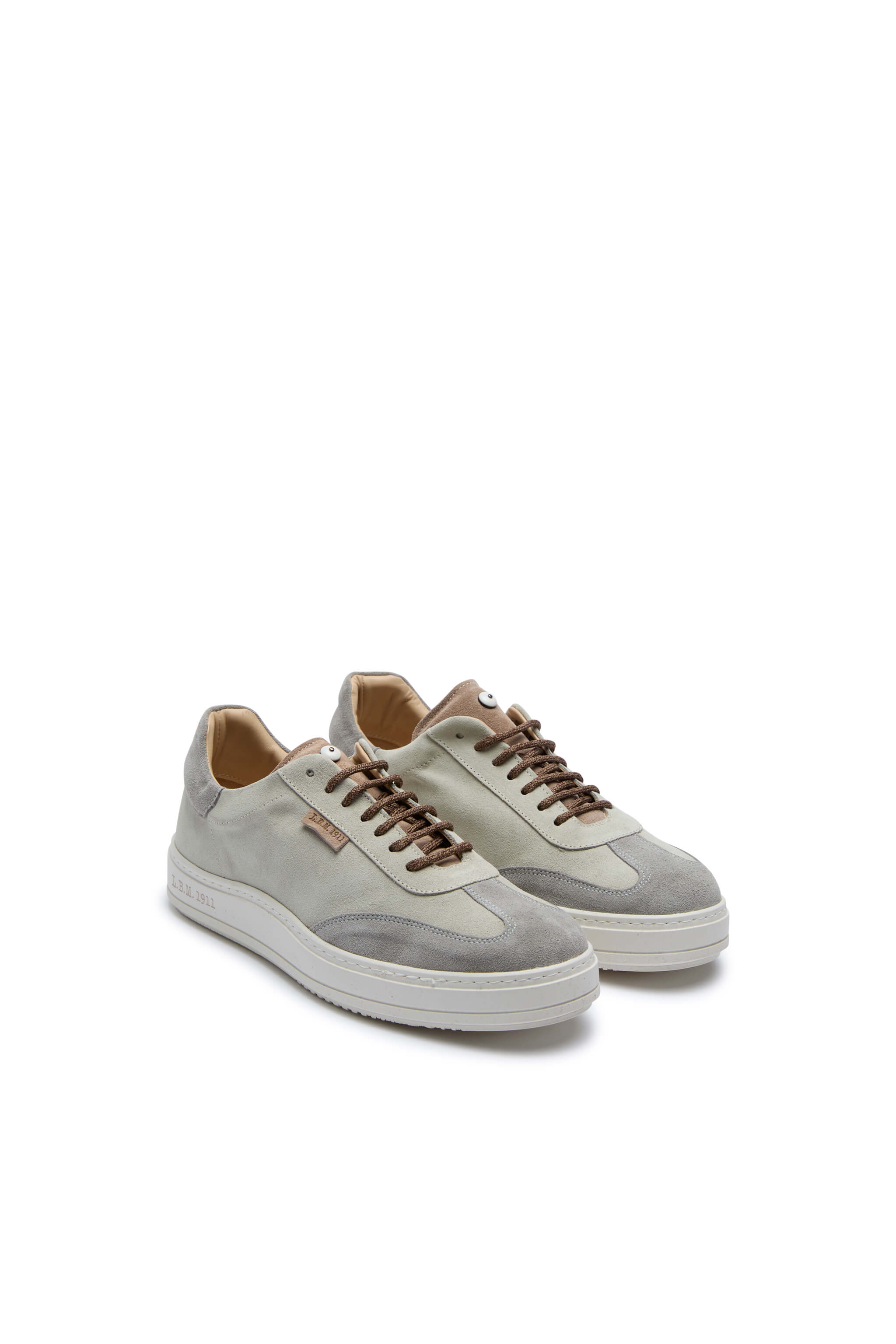 Suede sneakers in beige and gray