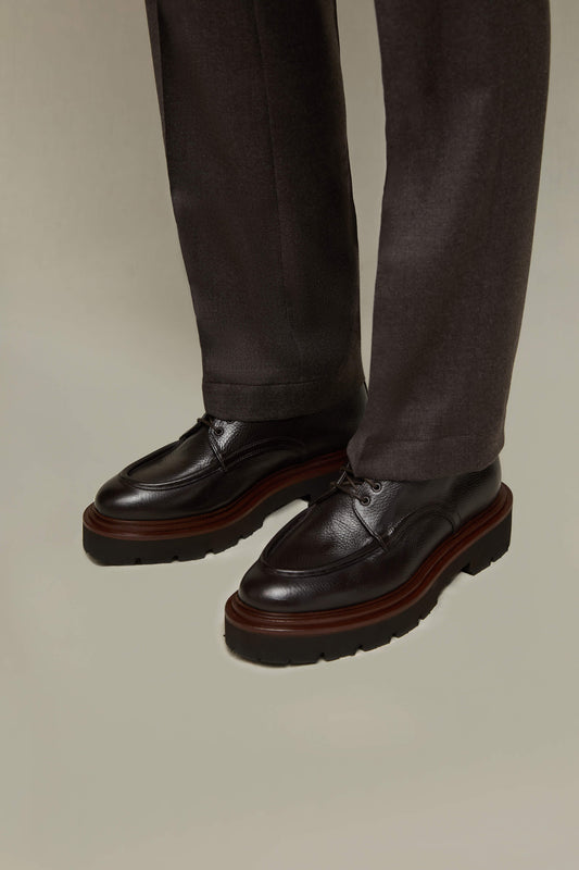 Leather Derby shoes in dark brown