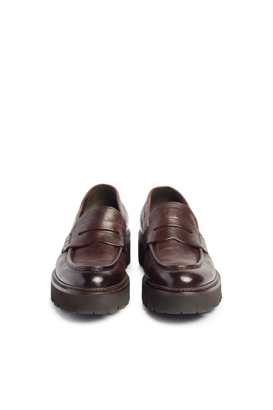 Chunky leather loafers in dark brown