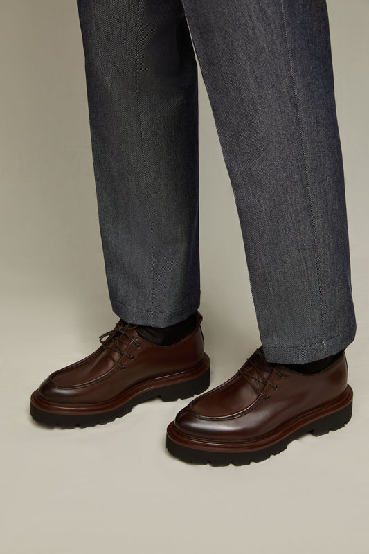 Leather Derby shows in dark brown