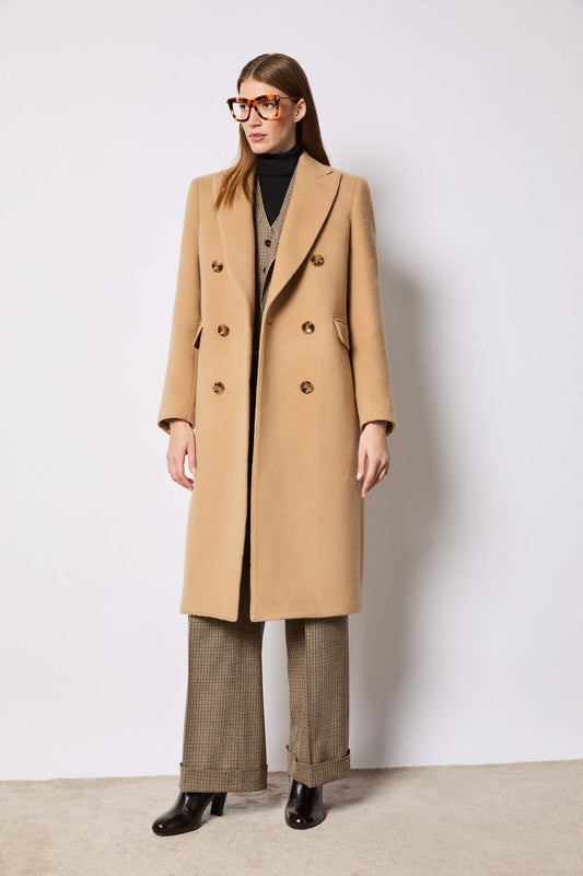 Sara jacket double-breasted camel wool coat