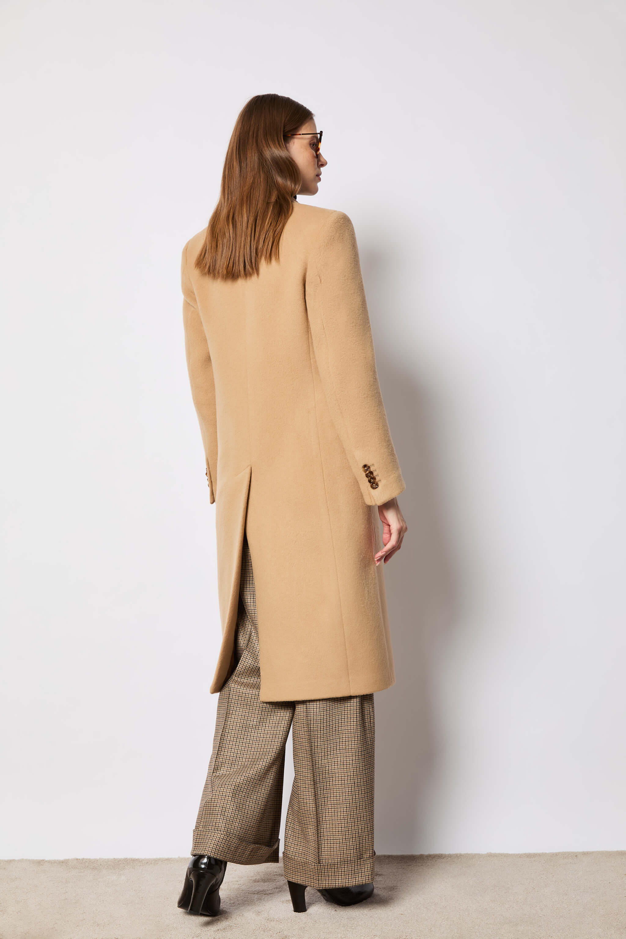Sara jacket double-breasted camel wool coat