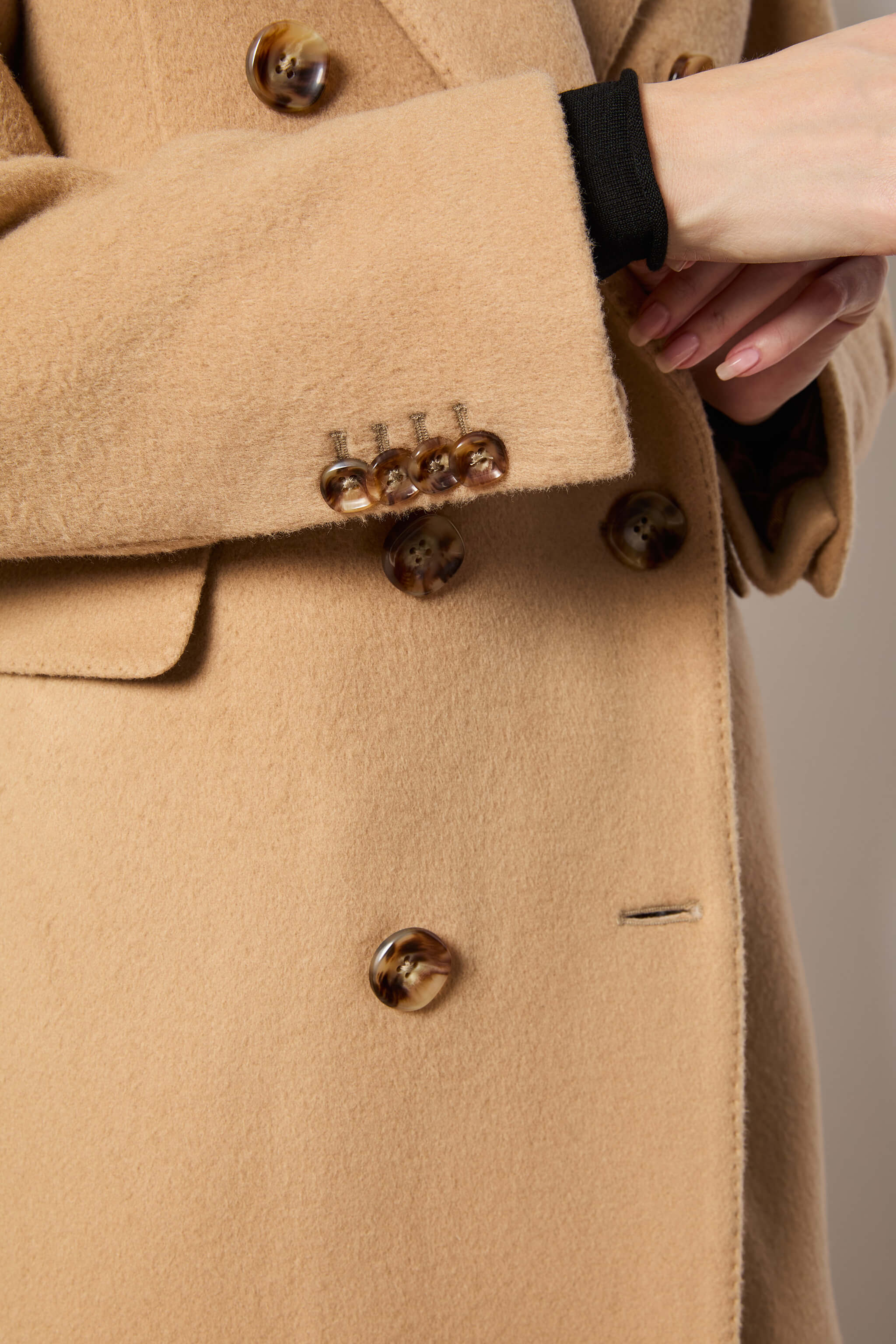 Sara jacket double-breasted camel wool coat
