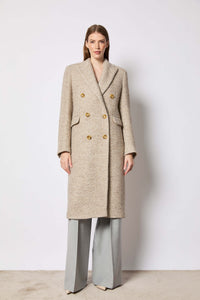 Double-breasted coat wool chevron beige beige