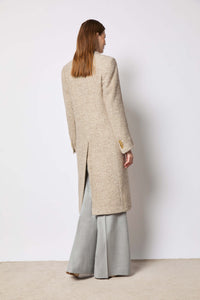 Double-breasted coat wool chevron beige beige