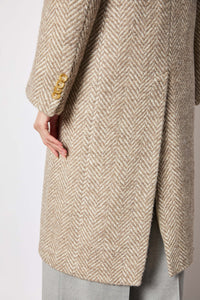 Double-breasted coat wool chevron beige beige
