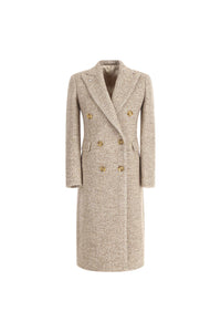 Double-breasted coat wool chevron beige beige