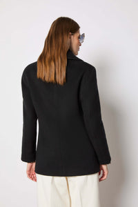 Black double-breasted peacoat black