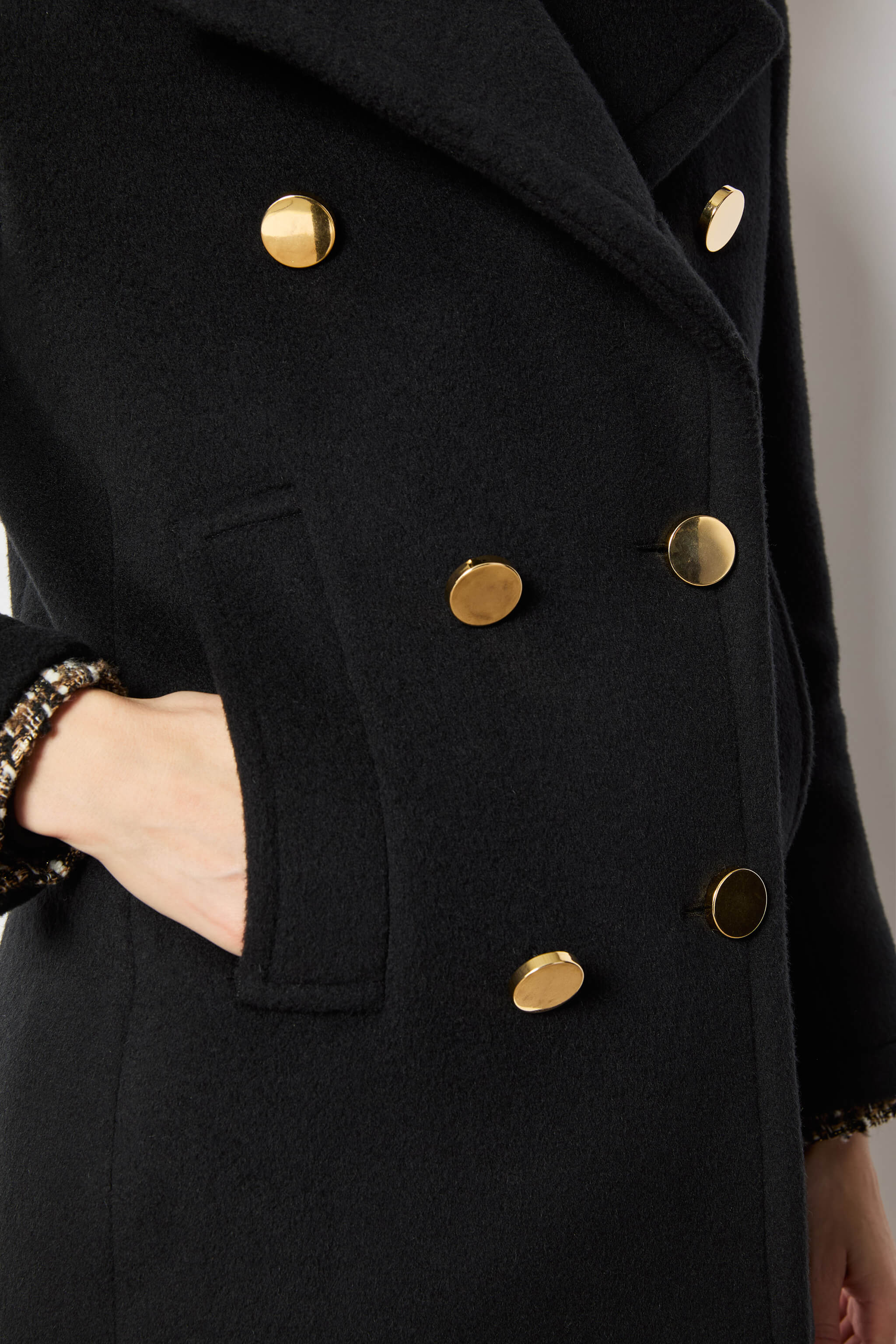 Black double-breasted peacoat