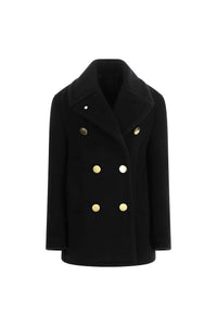 Black double-breasted peacoat black