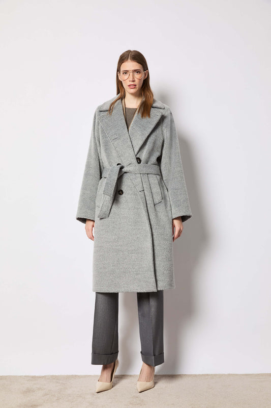 Light gray double-breasted coat