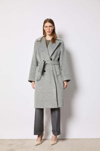 Light gray double-breasted coat light grey