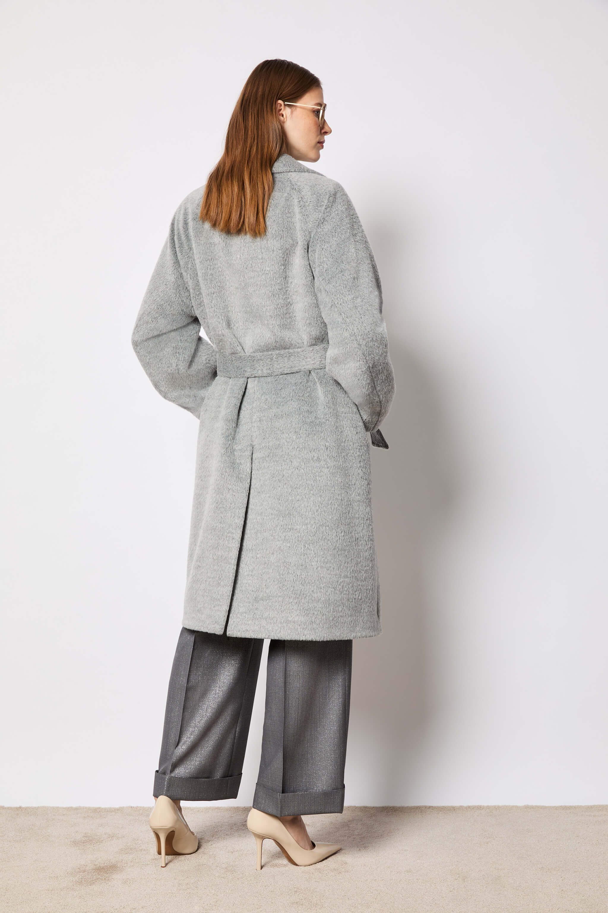 Light gray double-breasted coat