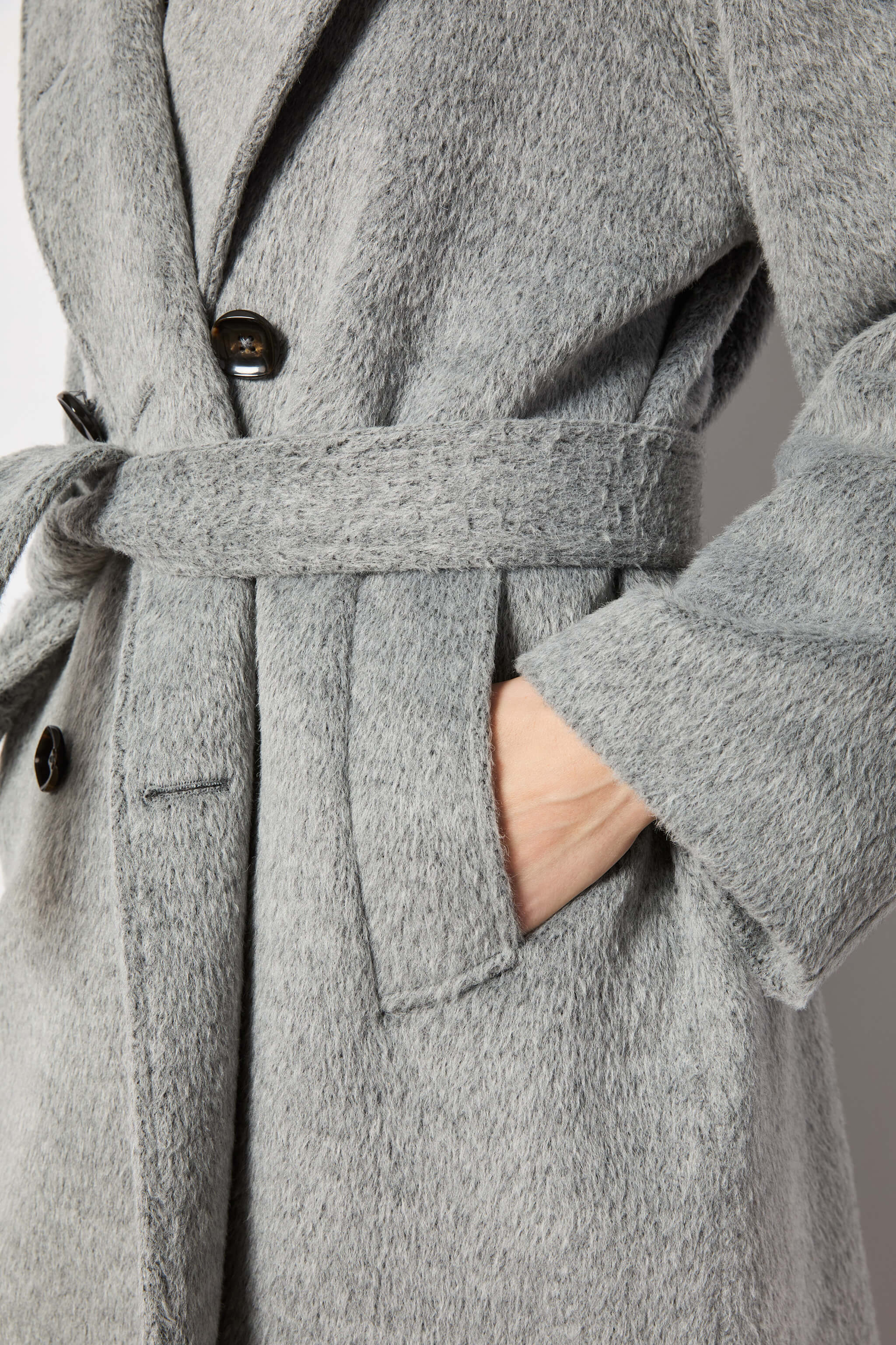 Light gray double-breasted coat