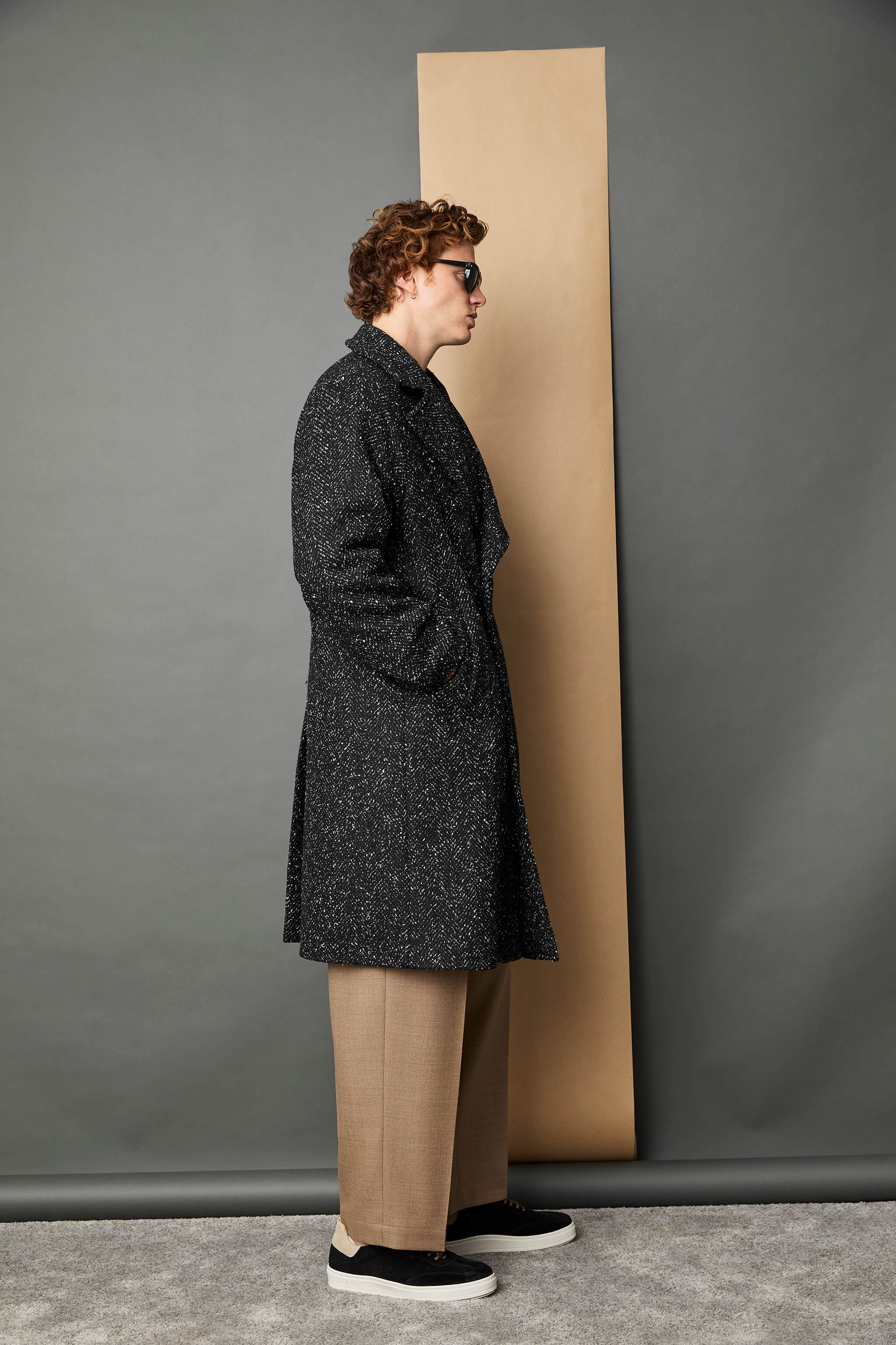 Double-breasted coat in black