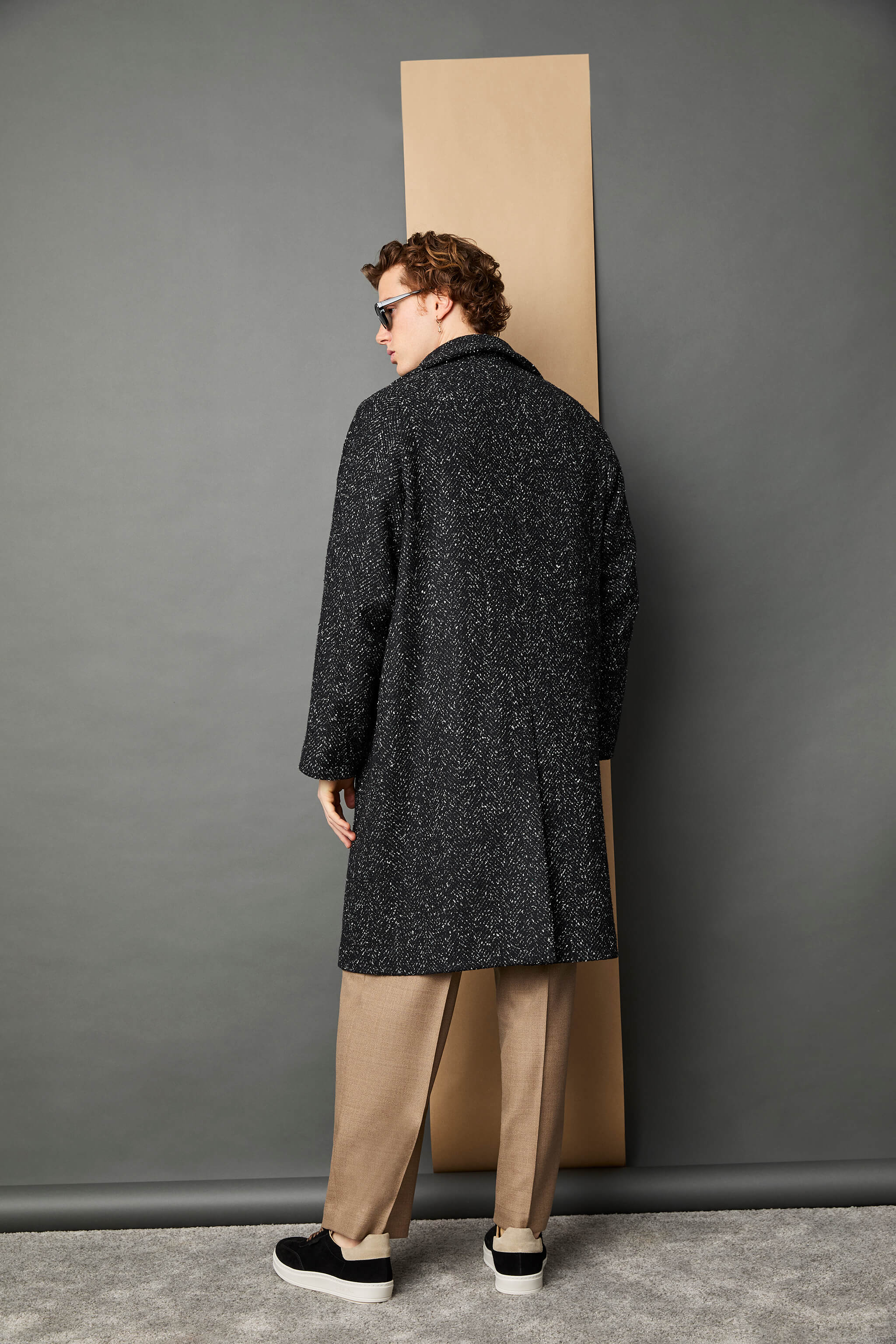 Double-breasted coat in black