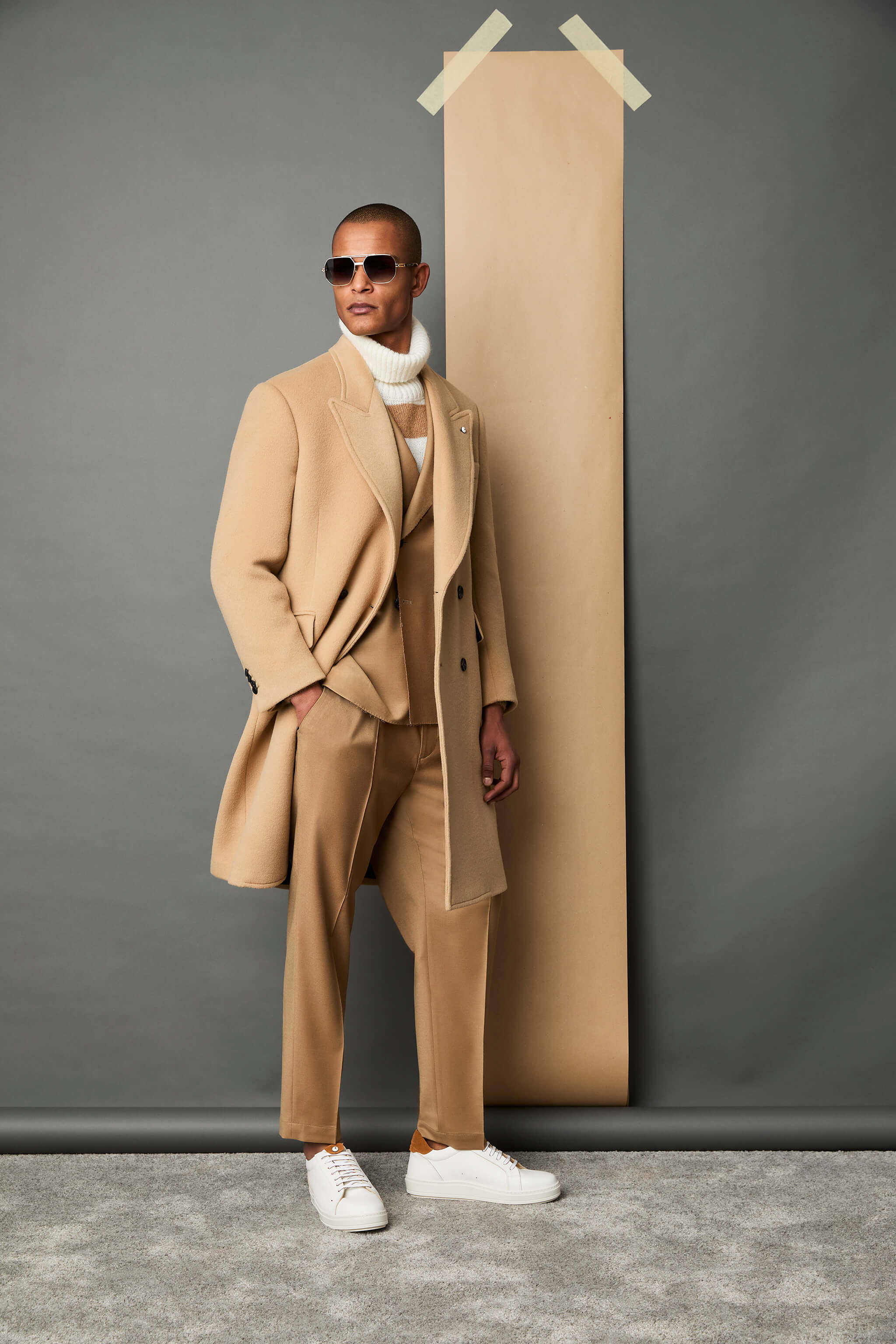 Untreated coat in camel
