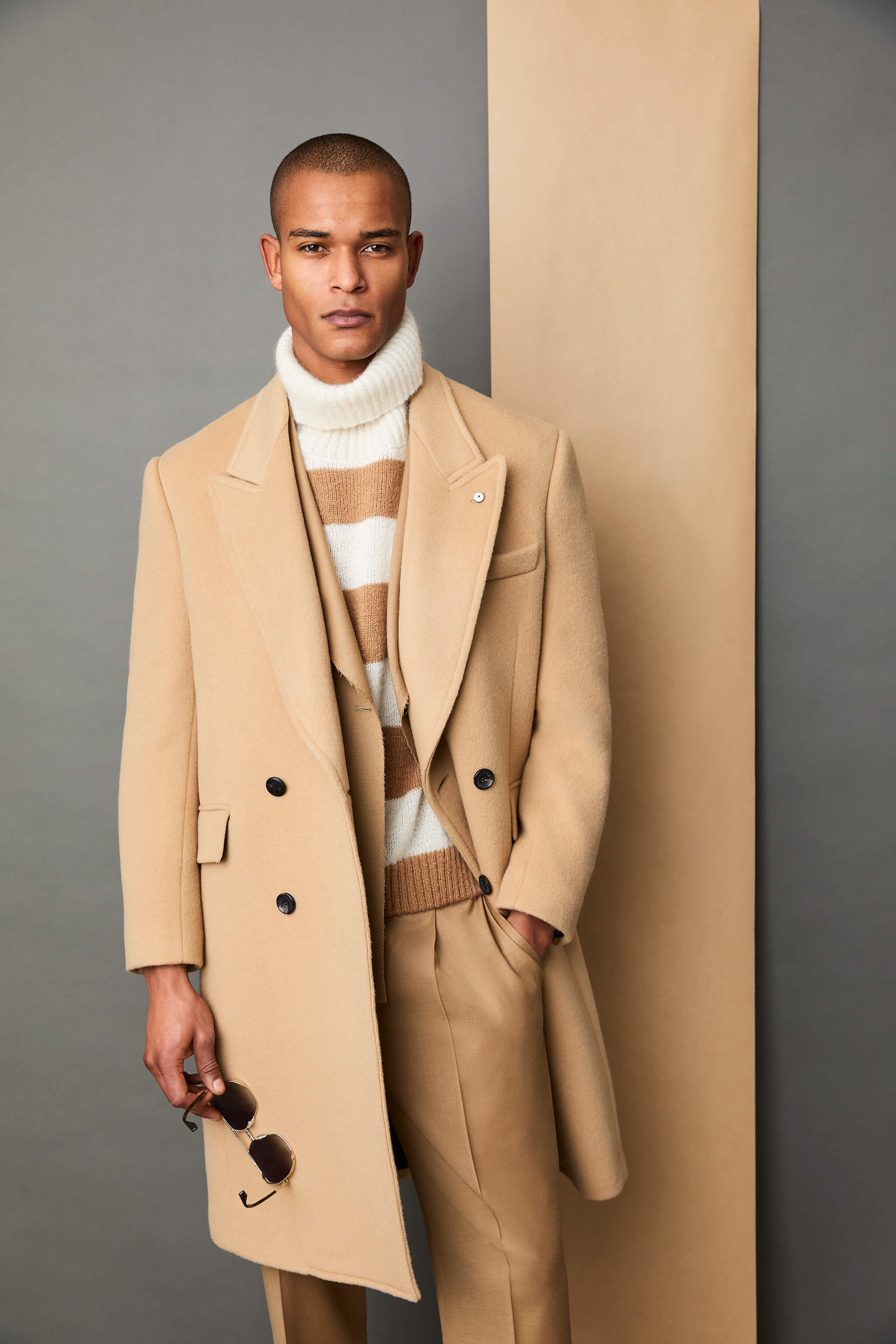 Untreated coat in camel