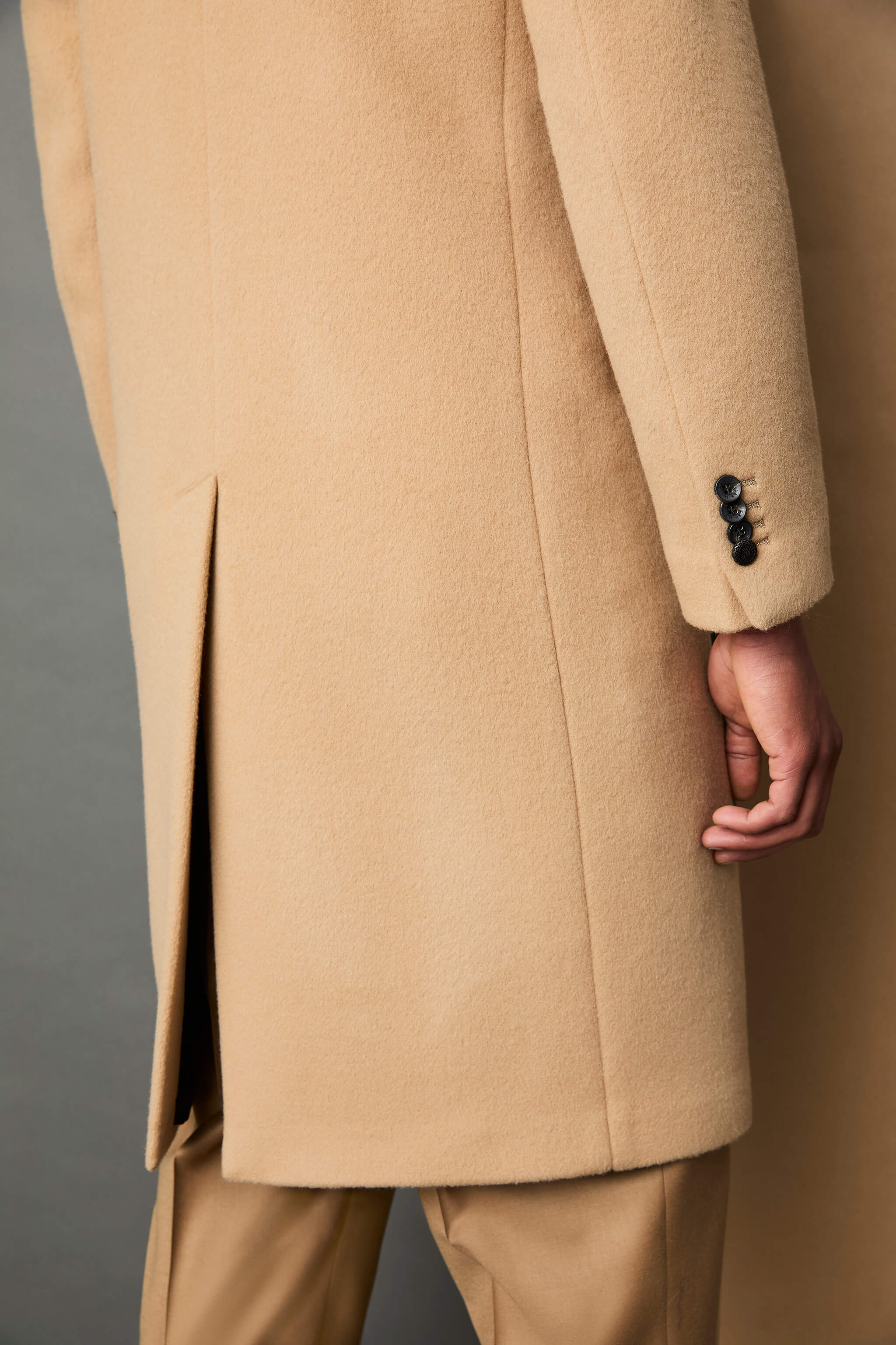 Untreated coat in camel