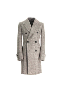 Chesterfield coat in dove gray jersey beige