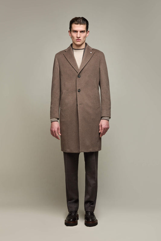 Wool-cashmere overcoat in dark brown