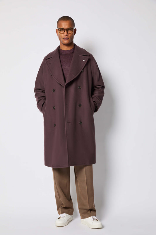 Cappotto over doppiopetto bordeaux
