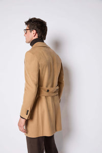 Cappotto doppiopetto in cashmere cammello marrone