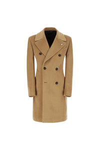 Cappotto doppiopetto in cashmere cammello marrone