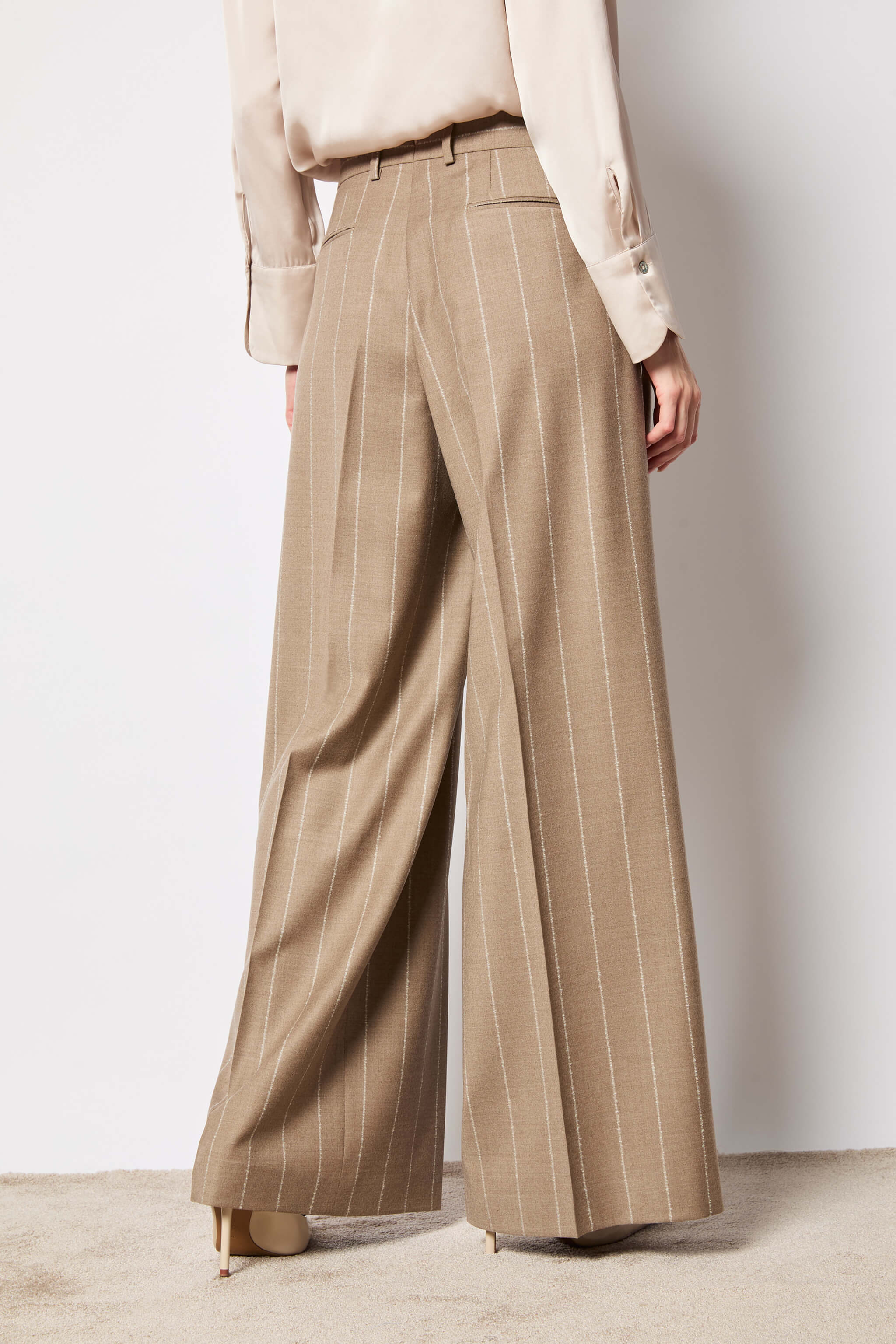 Elisa pants wide hazelnut pinstripe